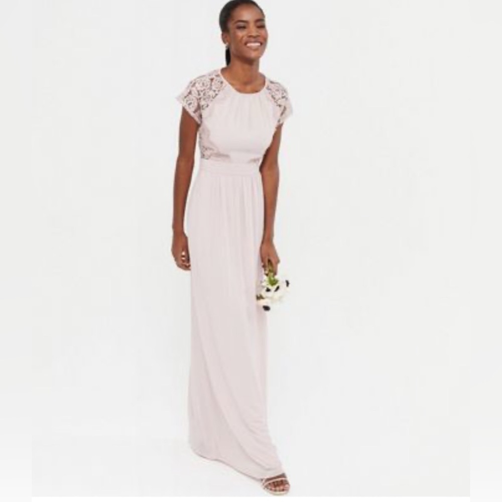 TFNC Mink Lace Open Back Maxi Dress